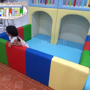 ชุดกิจกรรมเด็ก Soft Play สีพาสเทล พร้อมอุโมงค์และชานพักสูง