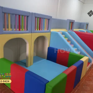 เครื่องเล่นเด็ก Soft Play XL แบบนุ่มปลอดภัย สีฟ้า ชมพู และเหลืองพาสเทล