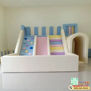 ชุดปีนป่ายเด็ก Soft Play พาสเทล พร้อมบ่อบอลและสไลเดอร์ สำหรับเด็กวัย 2-6 ปี