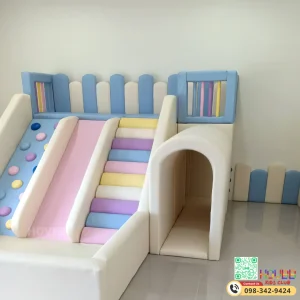 สนามเด็กเล่นในบ้าน Soft Play สีมาคารอง พร้อมอุโมงค์และบันไดหมอน