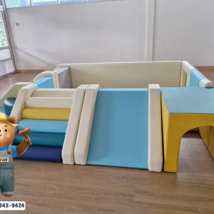 ชุด Soft Play ปีนป่ายเด็กสีพาสเทล พร้อมบ่อบอลนุ่มสำหรับเด็ก 2-4 ขวบ