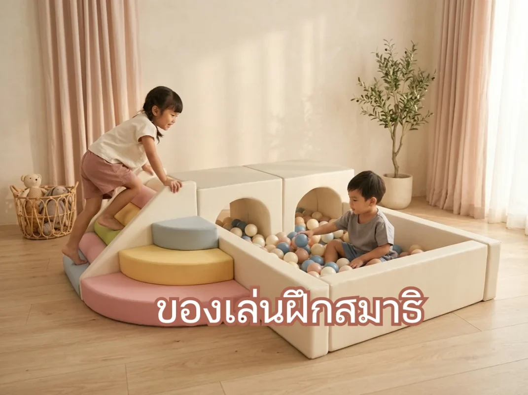ชุดปีนป่ายเด็ก Soft Play พาสเทล บ่อบอลและอุโมงค์ ของเล่นฝึกสมาธิและการทรงตัวสำหรับเด็ก