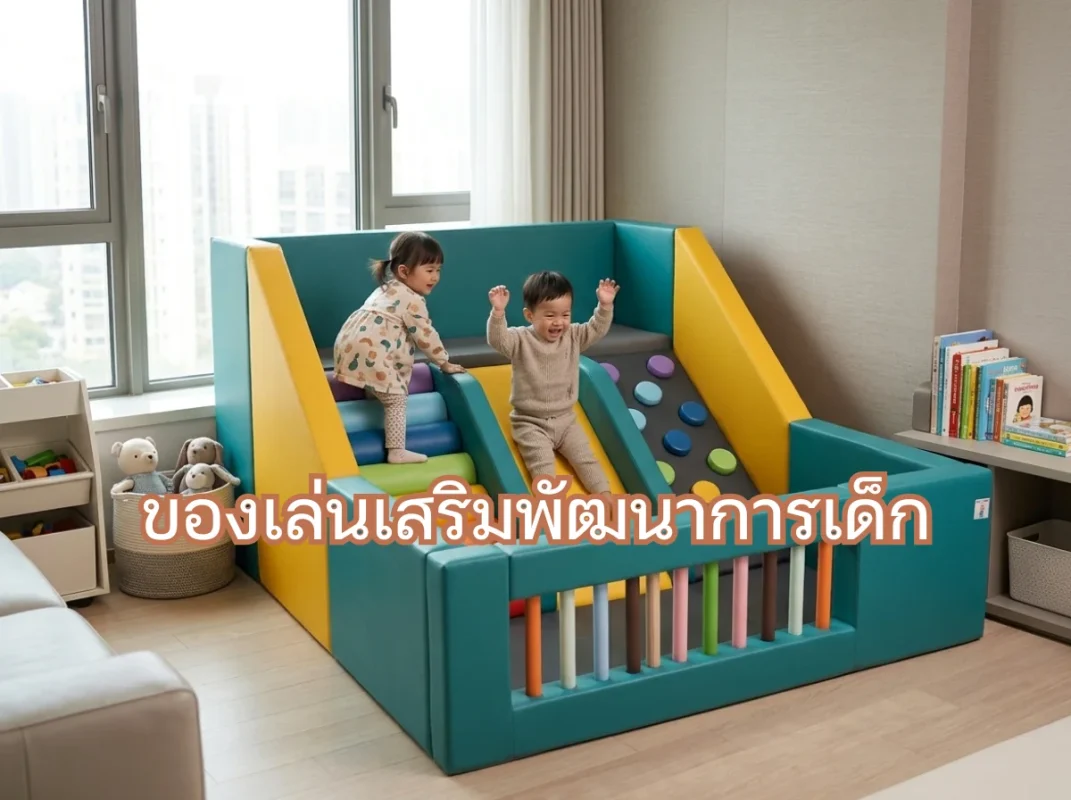 ชุดของเล่นเสริมพัฒนาการเด็ก Soft Play สีสดนุ่ม พร้อมสไลเดอร์และบ่อบอลจาก hovbbkidsclub