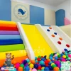 ชุดปีนป่ายเด็ก Soft Play XL พร้อมบ่อบอลขนาดใหญ่ โทนฟ้าอ่อนครีมเหลือง