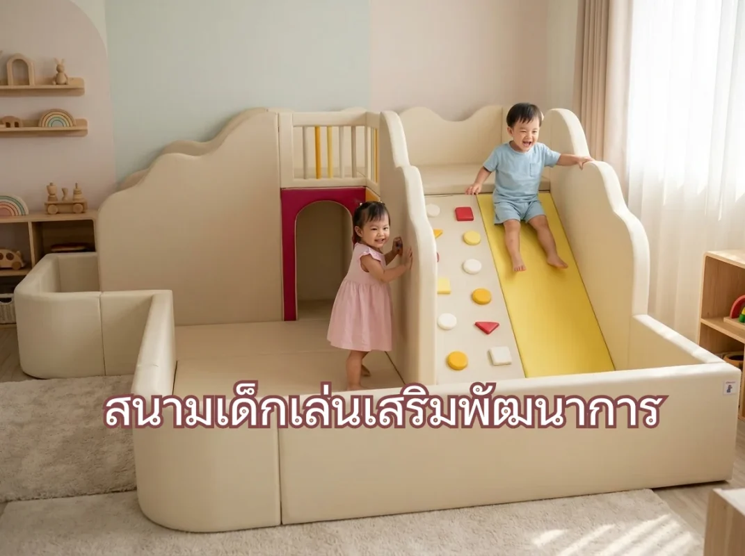 ชุดสนามเด็กเล่นเสริมพัฒนาการ Soft Play สีพาสเทล พร้อมบ่อบอลและสไลเดอร์ สำหรับเด็ก 2-5 ขวบ ช่วยฝึกกล้ามเนื้อมัดใหญ่