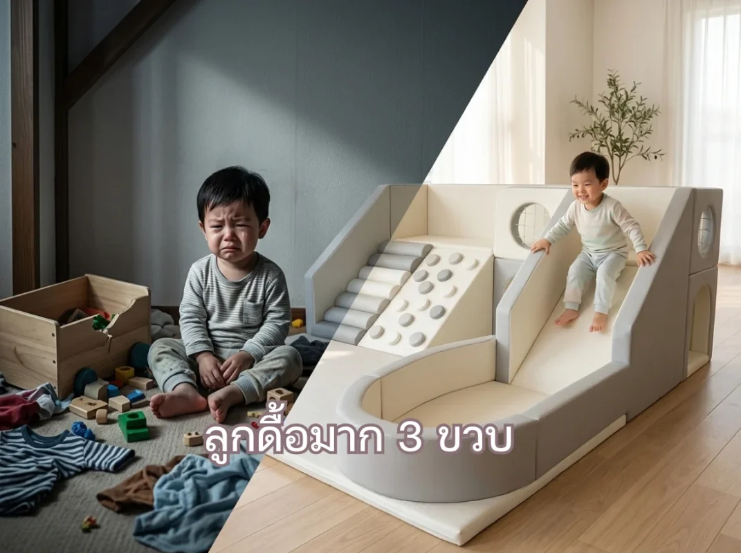 เด็ก 3 ขวบเล่นชุดปีนป่าย Soft Play อย่างอารมณ์ดีในบ้าน ช่วยฝึกทักษะ EF และลดความดื้อ