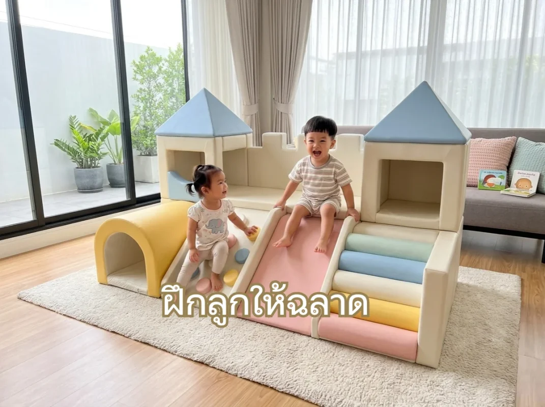 ชุดปีนป่ายเด็ก Soft Play พาสเทล มุมเล่นในบ้านช่วยฝึกลูกให้ฉลาดและพัฒนาสมอง