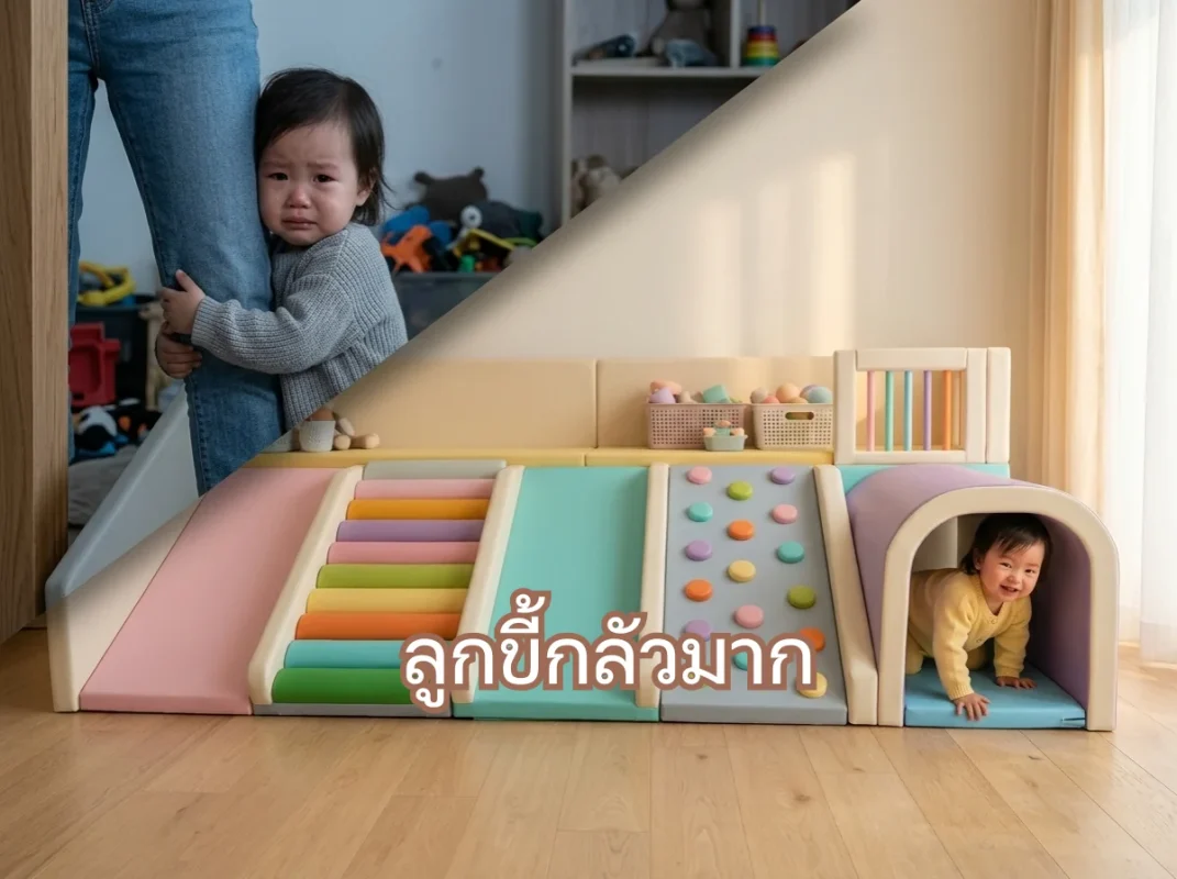 ชุดปีนป่ายนุ่มนิ่ม อุโมงค์และบันไดสีพาสเทล สำหรับสร้างความมั่นใจให้ลูกขี้กลัวมาก