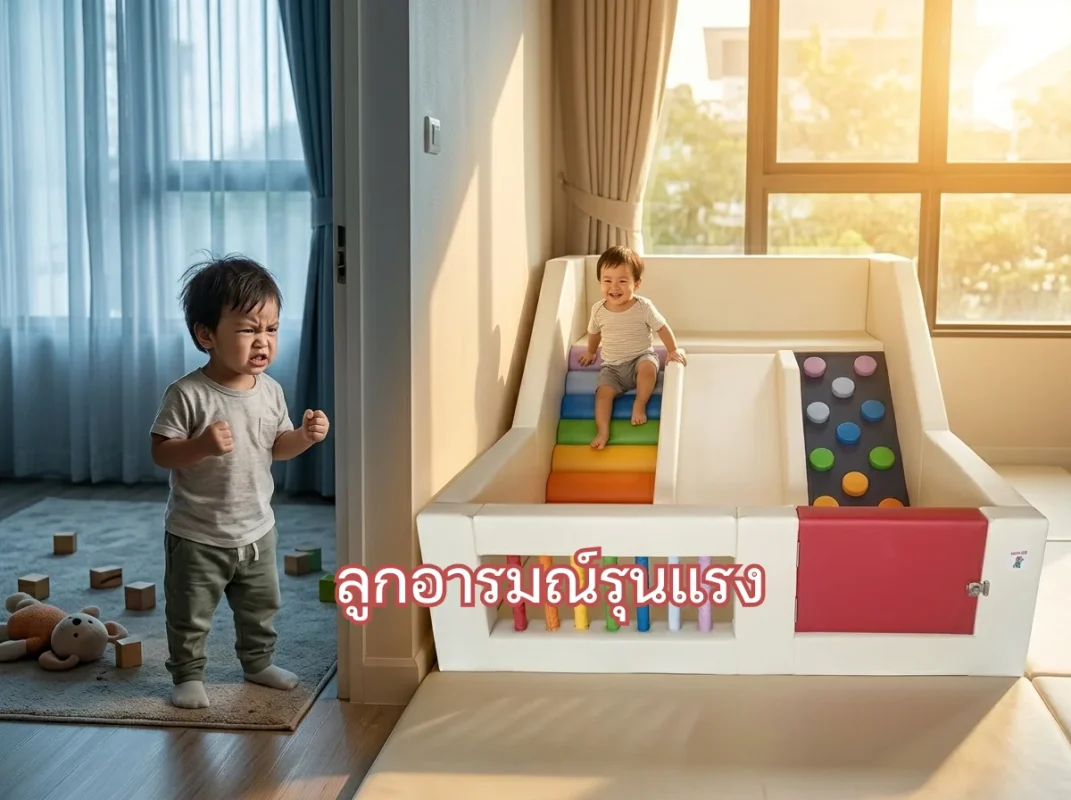 พื้นที่เล่น Soft Play สายรุ้งในบ้าน ช่วยเด็กวัยเตาะแตะระบายพลังงานและลดปัญหาลูกอารมณ์รุนแรง