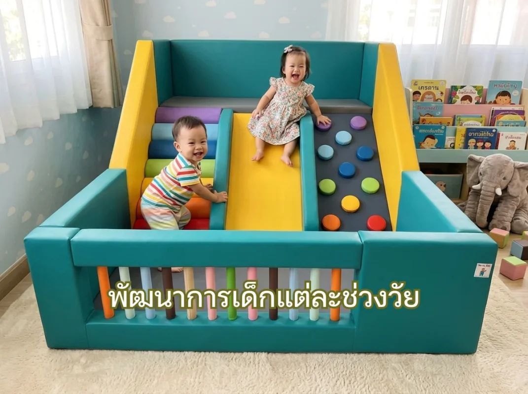 ชุดปีนป่ายเด็ก Soft Play พร้อมสไลด์และบ่อบอล ช่วยส่งเสริมพัฒนาการเด็กแต่ละช่วงวัย