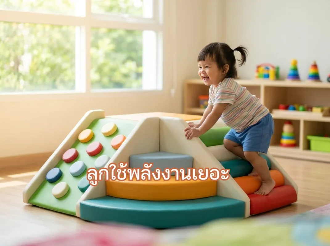 ชุดปีนป่ายเด็ก Soft Play เอิร์ธโทน พร้อมบันไดและอุโมงค์ สำหรับลูกใช้พลังงานเยอะ ช่วยให้ปล่อยพลังอย่างปลอดภัยในบ้าน