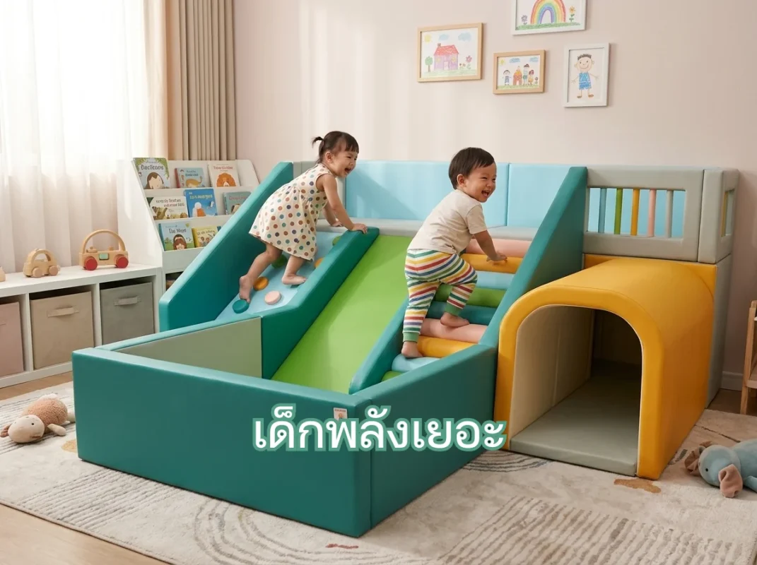 ชุดปีนป่าย Soft Play ขนาดใหญ่ พร้อมสไลเดอร์และบ่อบอล ช่วยเด็กพลังเยอะปล่อยพลังอย่างปลอดภัยในบ้าน