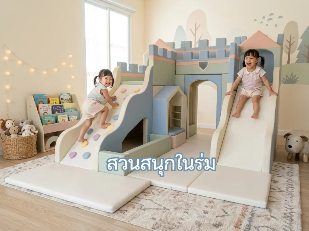 ชุดปีนป่ายเด็ก Soft Play ธีมปราสาทพรีเมียม สวนสนุกในร่มที่ปลอดภัยสำหรับเด็ก พร้อมสไลเดอร์และอุโมงค์