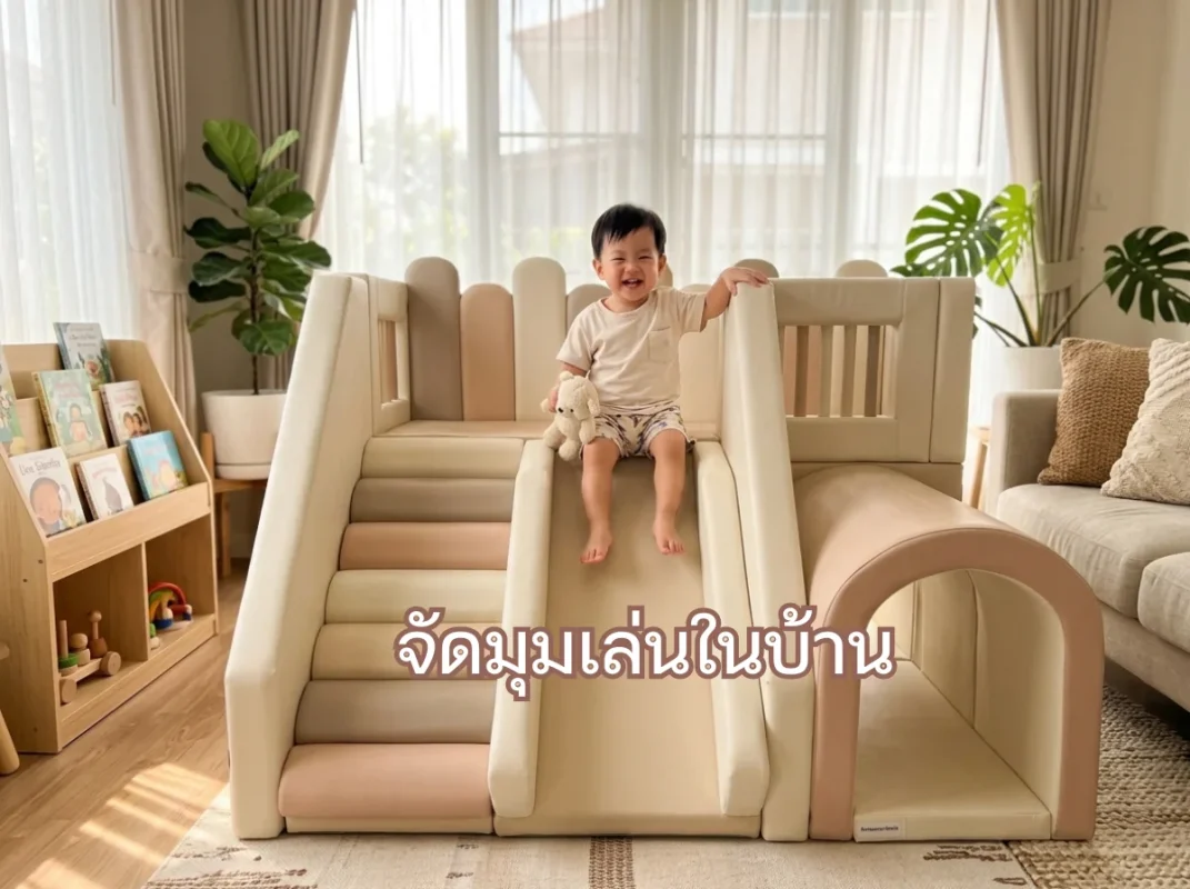 ชุดปีนป่ายเด็ก Soft Play มินิมอล จัดมุมเล่นในบ้าน สีพาสเทล พร้อมสไลเดอร์และบ่อบอล รุ่น FG-288