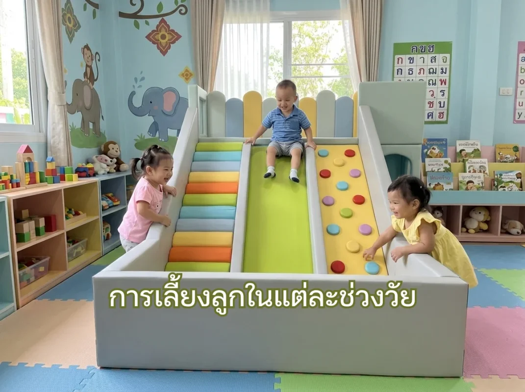 ชุดปีนป่ายเด็ก Soft Play เอิร์ธโทน พร้อมสไลเดอร์ บ่อบอล และอุโมงค์ เสริมพัฒนาการและการเลี้ยงลูกในแต่ละช่วงวัย