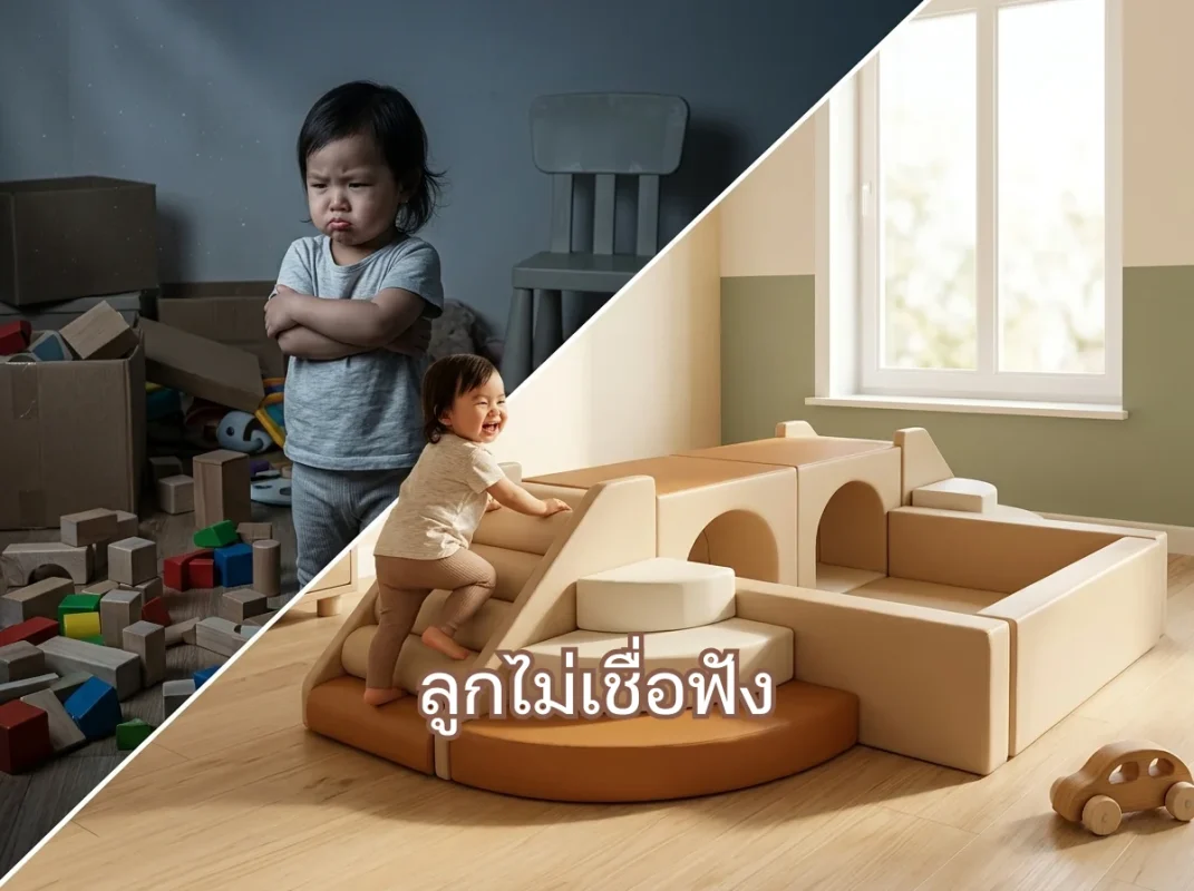 ชุดปีนป่ายเด็ก Soft Play โทนเอิร์ธ มินิมอล พร้อมสไลด์และบ่อบอล ช่วยสร้างพื้นที่ปลอดภัยในบ้าน ลดปัญหาลูกไม่เชื่อฟัง