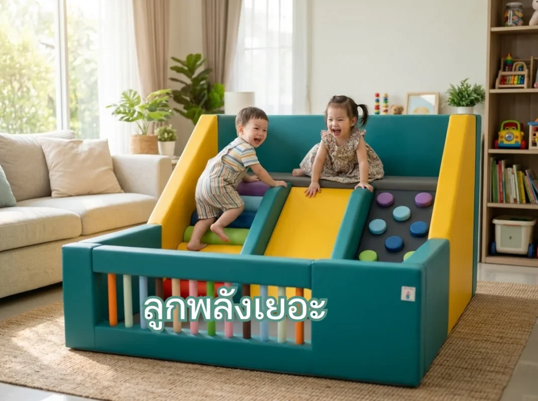 ชุดปีนป่ายเด็ก Soft Play พร้อมสไลเดอร์ อุโมงค์ และบ่อบอล รุ่น FG-313 สำหรับลูกพลังเยอะโดย hovbbkidsclub