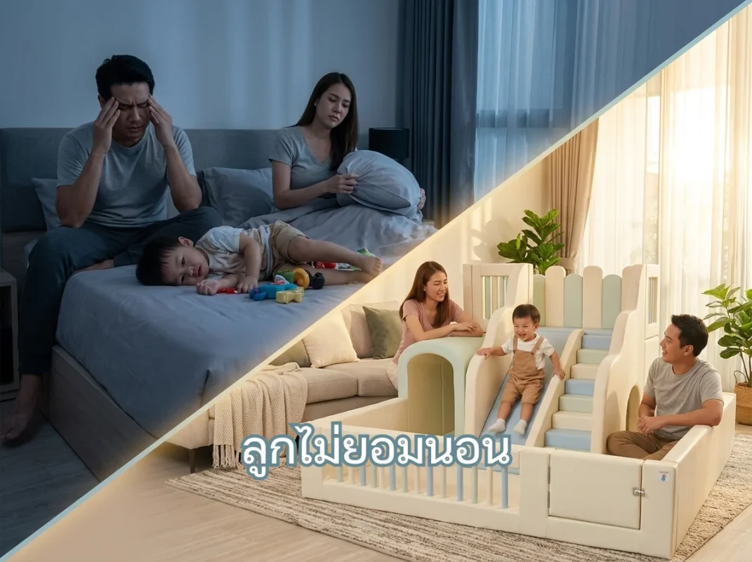 เด็กไทยเล่นสนุกบนชุดปีนป่าย Soft Play ก่อนถึงเวลานอน เพื่อลดปัญหาลูกไม่ยอมนอน