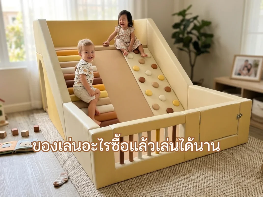 ชุดปีนป่ายเด็ก Soft Play สีเอิร์ธโทน พร้อมสไลเดอร์และบ่อบอล ช่วยให้เด็กไทยเล่นสนุกได้นานขึ้น