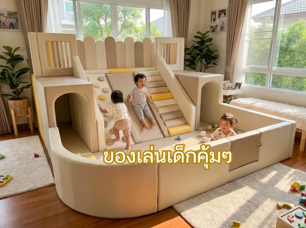 ชุดปีนป่ายเด็ก Soft Play สีครีมเบจ ของเล่นเด็กคุ้มๆ ที่เล่นได้นานและเข้ากับบ้านทุกสไตล์